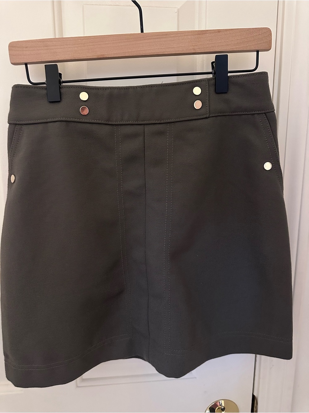 H&M Olive Green Mini Skirt with Stud Accents